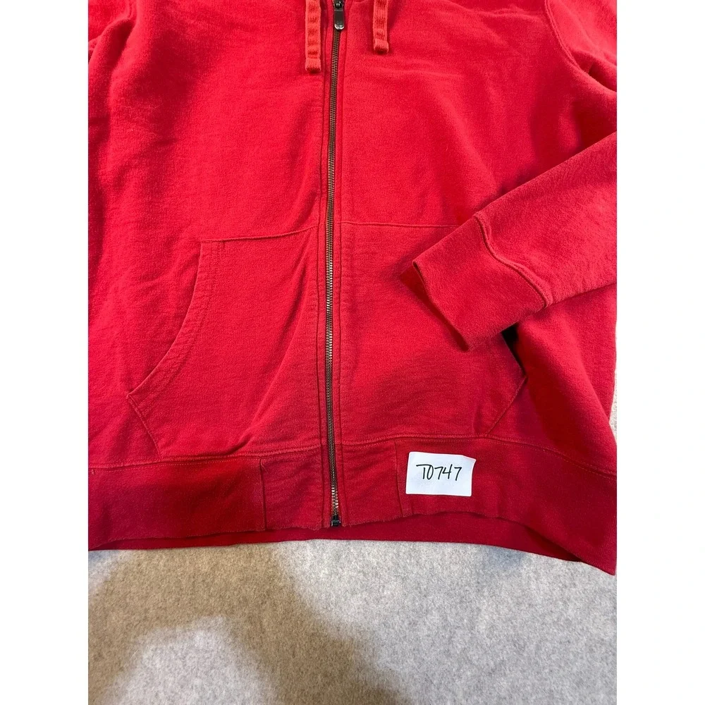 True Religion Mens Red Full Zip Hoodie Gold Horseshoe Logo Sweatshirt 2XL